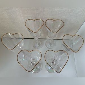 Six David Tutera Gold Heart Rim Wedding Valentines Event Iridescent Wine Glasses